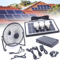 Miumaeov 8 Inch Solar Powered Fan, Portable Solar Powered Panel+Fan+3x1W 12V Bulbs with Adapter for Ventilation Caravan Camping Home Office Outdoor Traveling Fishing