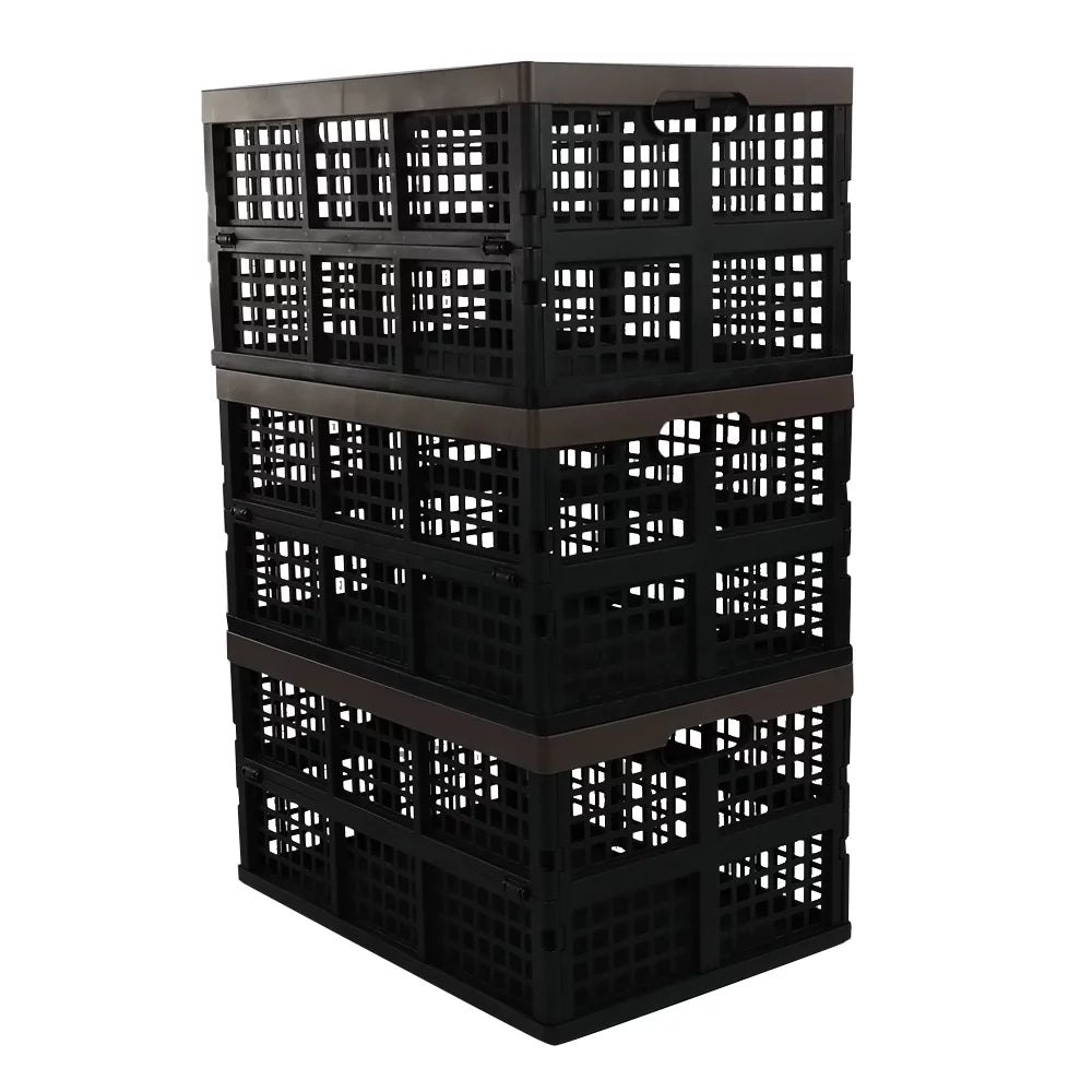 Morcte 42  Plastic Collapsible Storage Crates, Stacking Folding Storage Basket, 3-Pack