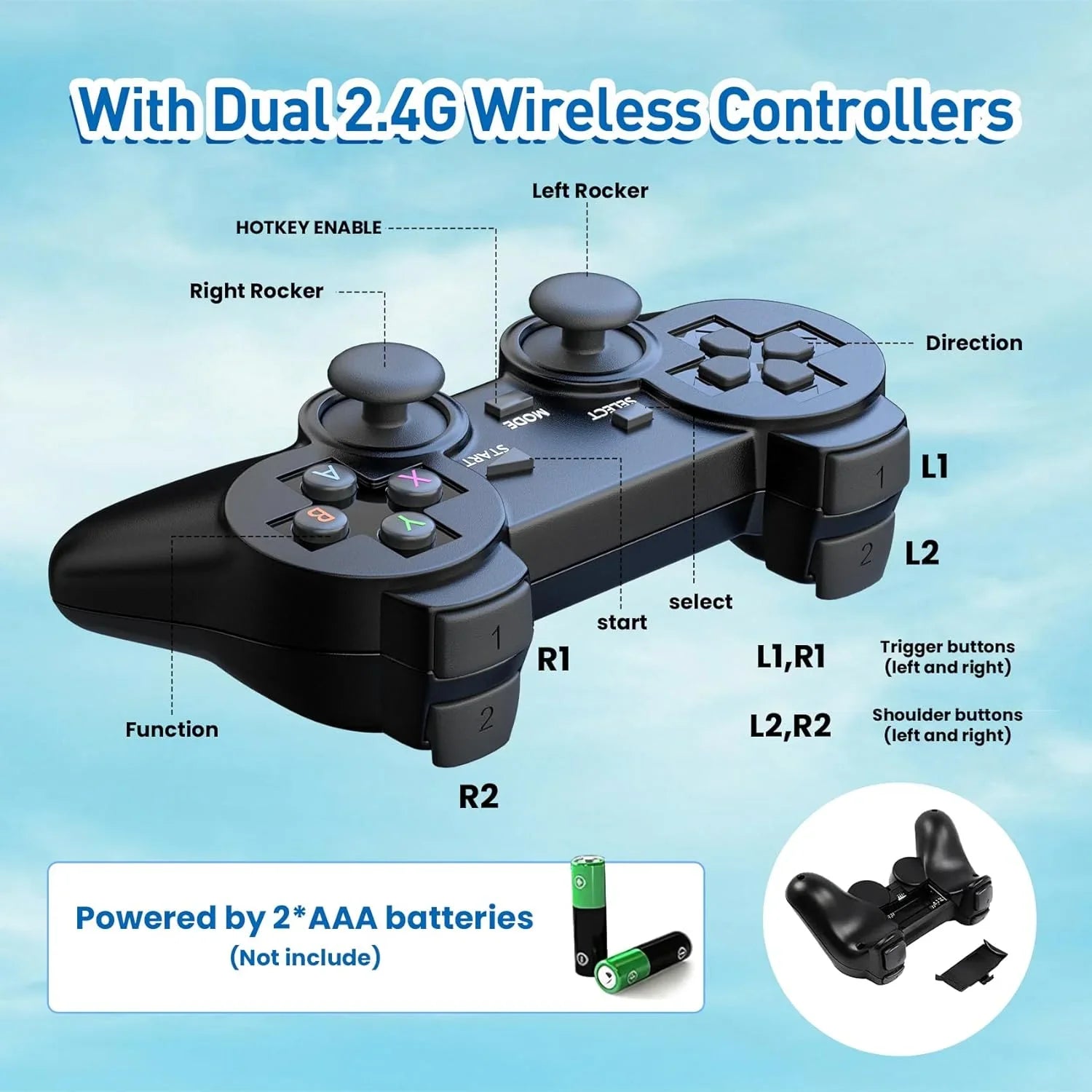 Retro Game Stick Emulator Console - Preloaded 12000+ Classic Retro Games,9 Emulators,Plug and Play Video Games for ,Nostalgia Stick Support 4K  Port,2 Wireless Gamepads(64G)