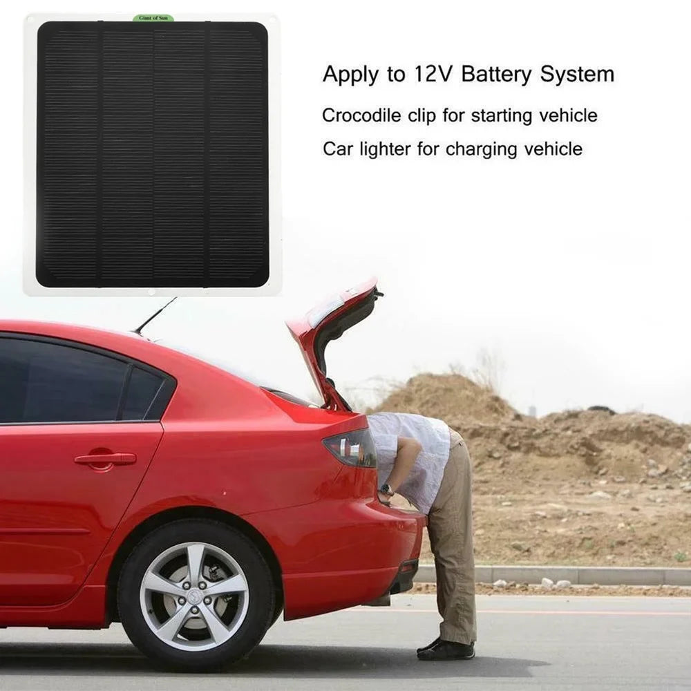 occkic 20W 12V/5V Monocrystalline Charging Flexible Solar Panels with Battery Clips for Cars  Yachting Charger Outdoor Charger