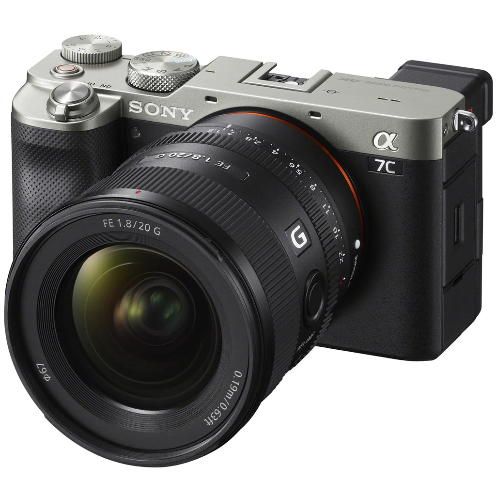 Sony a7C Mirrorless Full Frame Camera Body with Sony  20mm .8  Lens  Silver / Bundle with Deco Gear Photography Backpack Case , Software and Accessories