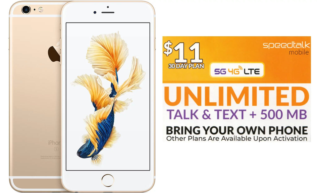 Pre-Owned iPhone 6s 16GB Gold Unlocked + Free Sim Speed Talk $11 a Month Unlimited (Refurbished: Good)