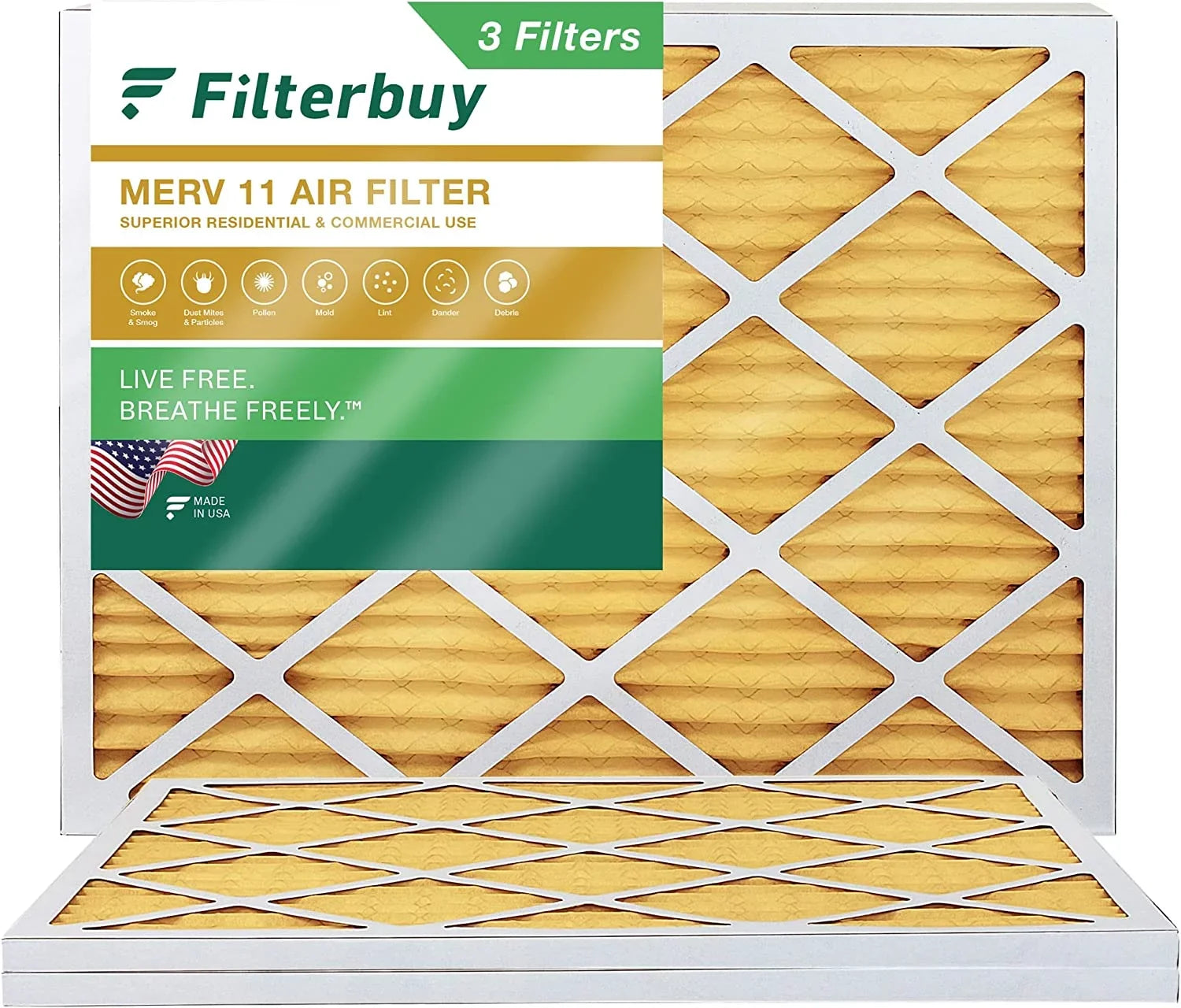 Filterbuy 16x20x1  11 Pleated   Furnace Air Filters (3-Pack)