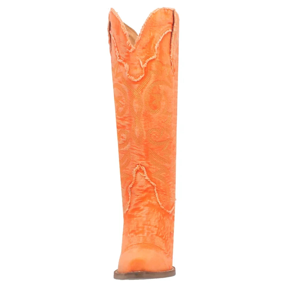 Dingo  Womens Texas Tornado Denim Snip Toe   Casual Boots   Knee High Mid Heel 2-3"
