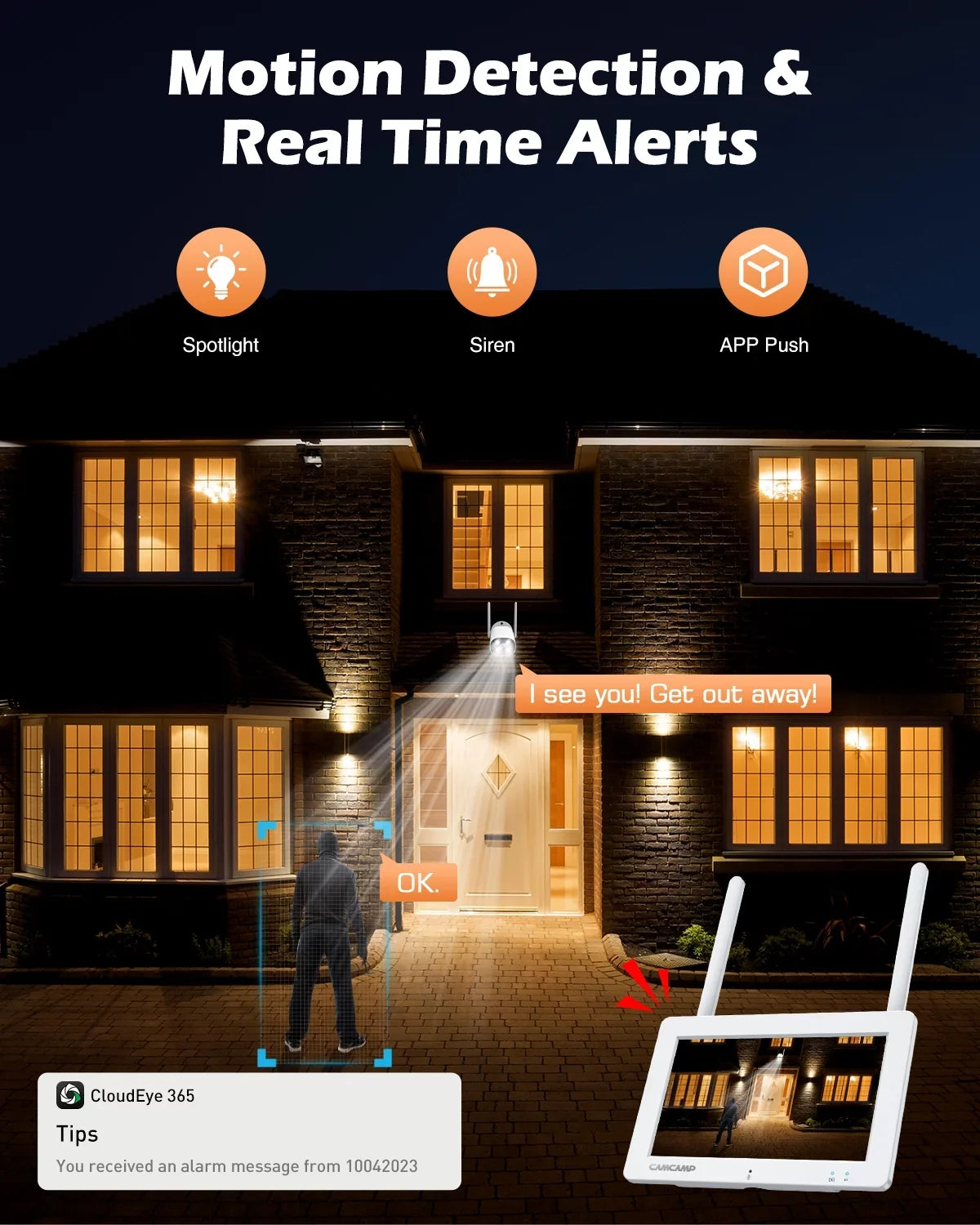 Toguard   Security Camera System 8CH 1080P  4Pc, Waterproof Wi-Fi  Surveillance with Email Alert, Night Vision, Remote Access, Motion Alert & Detection (Only Supports 2.4GHz Wi-Fi)