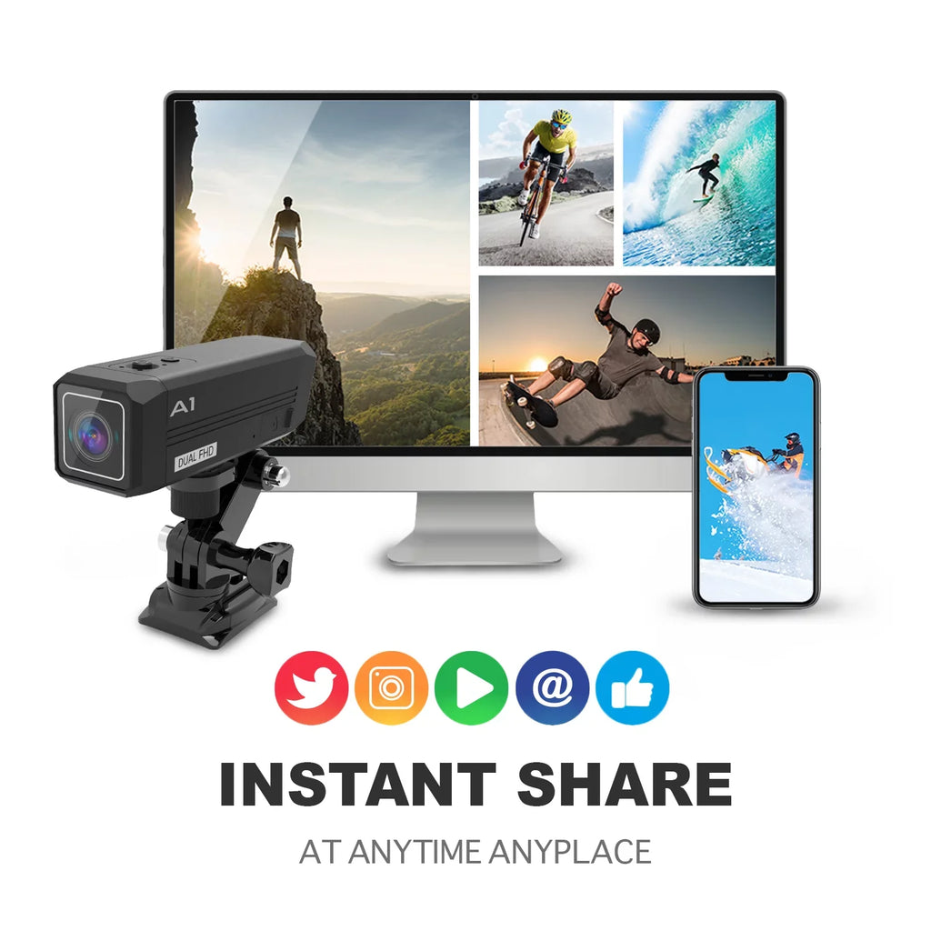 Rexing  Two Way Action Camera Front & Back 1080p@30fps with Wi-Fi Connect