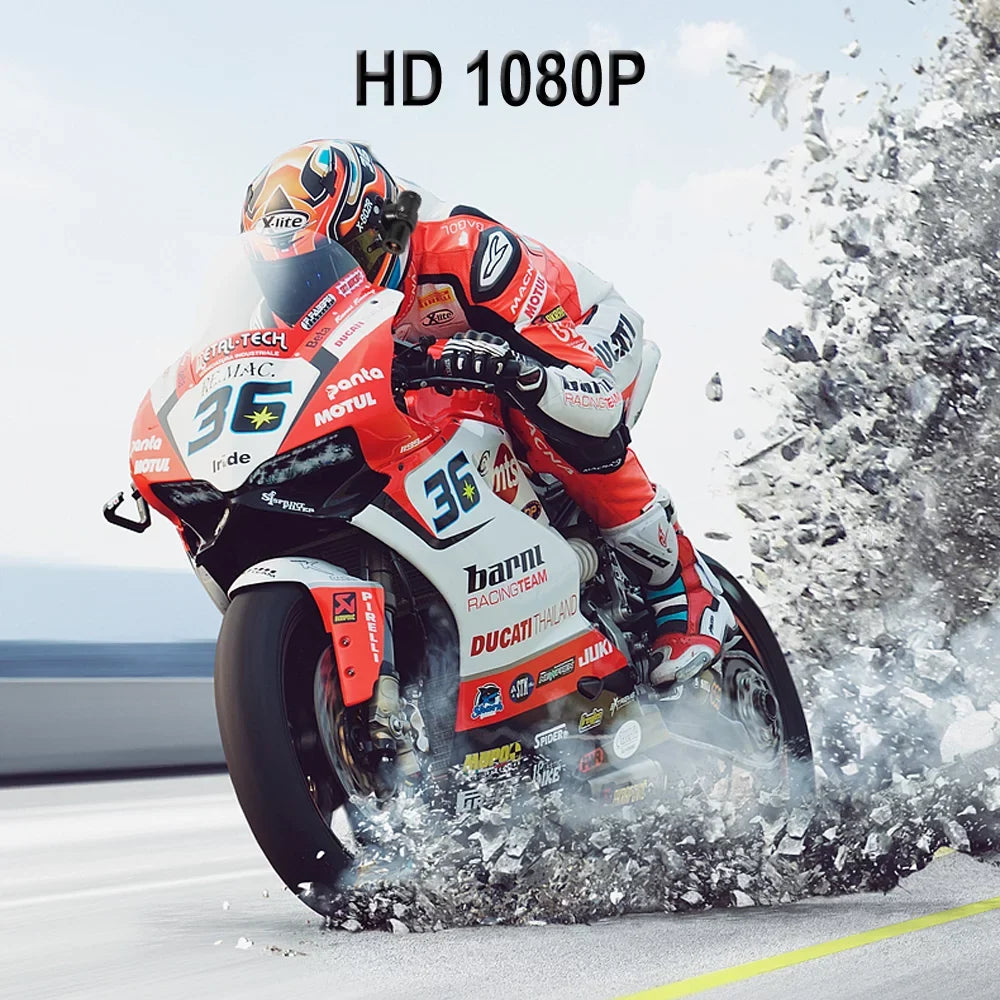 WiFi Helmet Camera with Remote Control,  1080P Bicycle Camera Waterproof Portable 150° Wide Angle Night Vision Lens Action Camera , Loop Recording, -Sensor