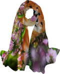 Hyjoy Dog Lying In Flowers Long Silk Neck Scarf Lightweight Shawl Wrap Scarves for Women Girls