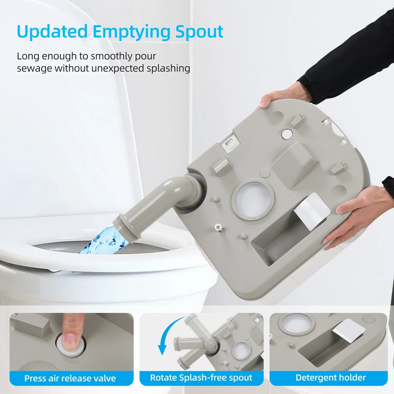 Portable Toilet, 6.34 Gallon Camping  Porta Potty , Outdoor  Toilet with Level Indicator, Rotating Spout