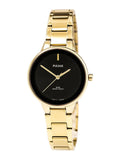 Women's Easy Style Black Dial Yellow Gold Steel Bracelet Watch