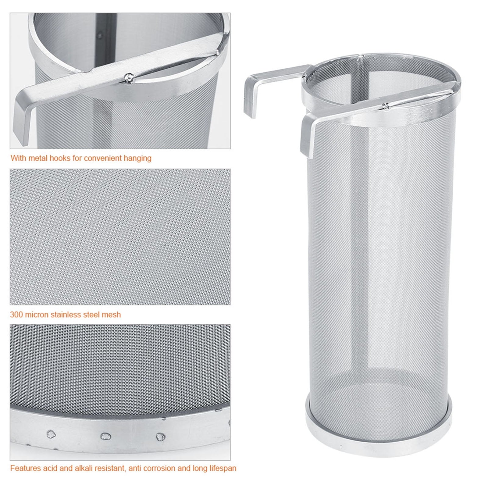 Regun Brew Filter,300 Micron Stainless Steel Homemade Brew Beer Hop Mesh Filter Strainer (Size : 10 25.5cm)