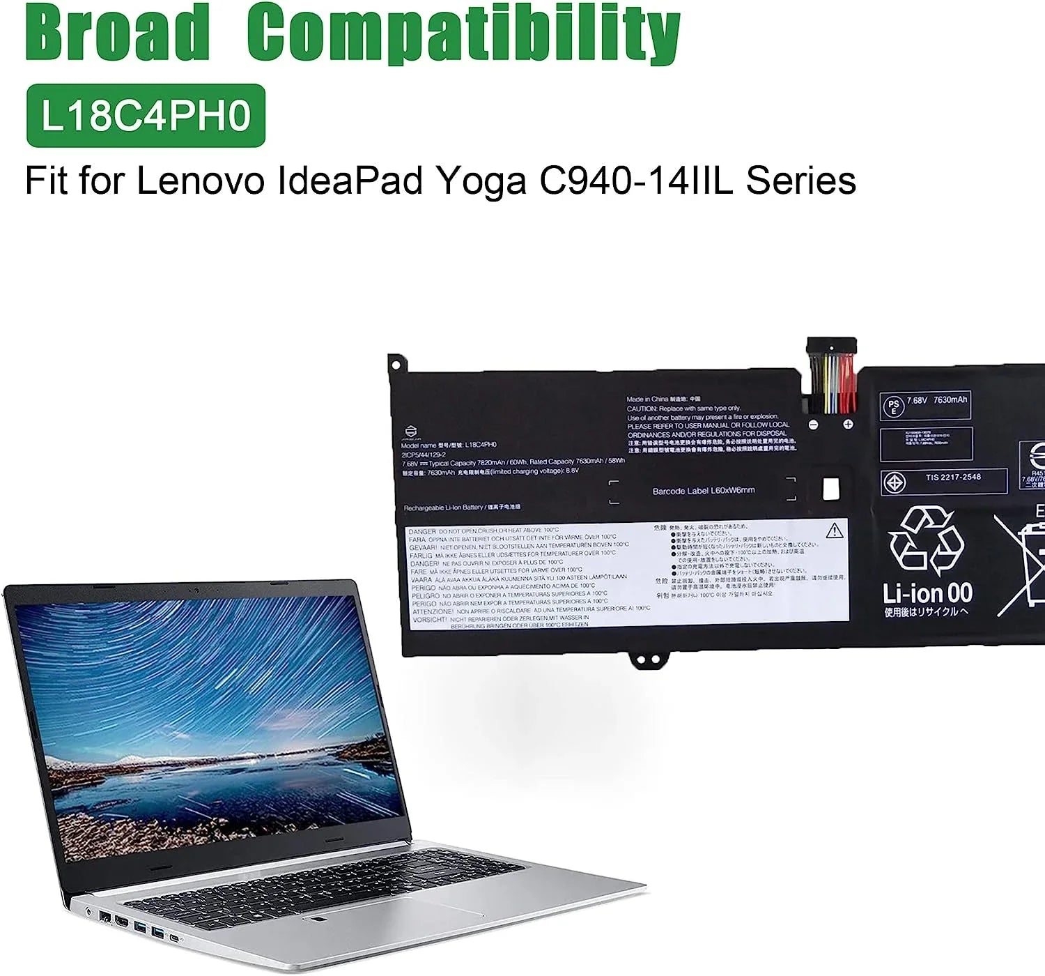 5B10W67180 5B10T11586 Laptop y Replacement for Lenovo IdeaPad Yoga -14IIL 2019 81Q9002GUS