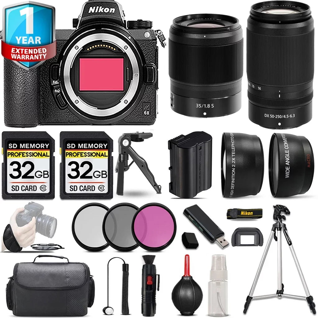 Nikon   Mirrorless Camera with 50-250mm f/4.5-6.3  Lens + 35mm f/1.8  Lens + Handbag + 3  Filter Set + 64GB