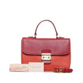 Pre-Owned Miu Miu Miu Madras Bicolor Handbag Shoulder Bag  Orange Red Leather Ladies  (Good)