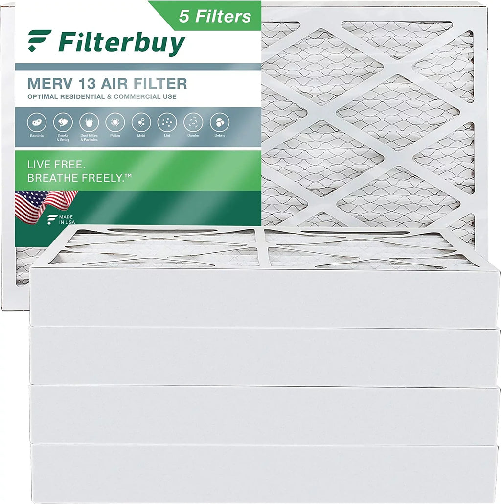 Filterbuy 10x25x4  13 Pleated   Furnace Air Filters (5-Pack)
