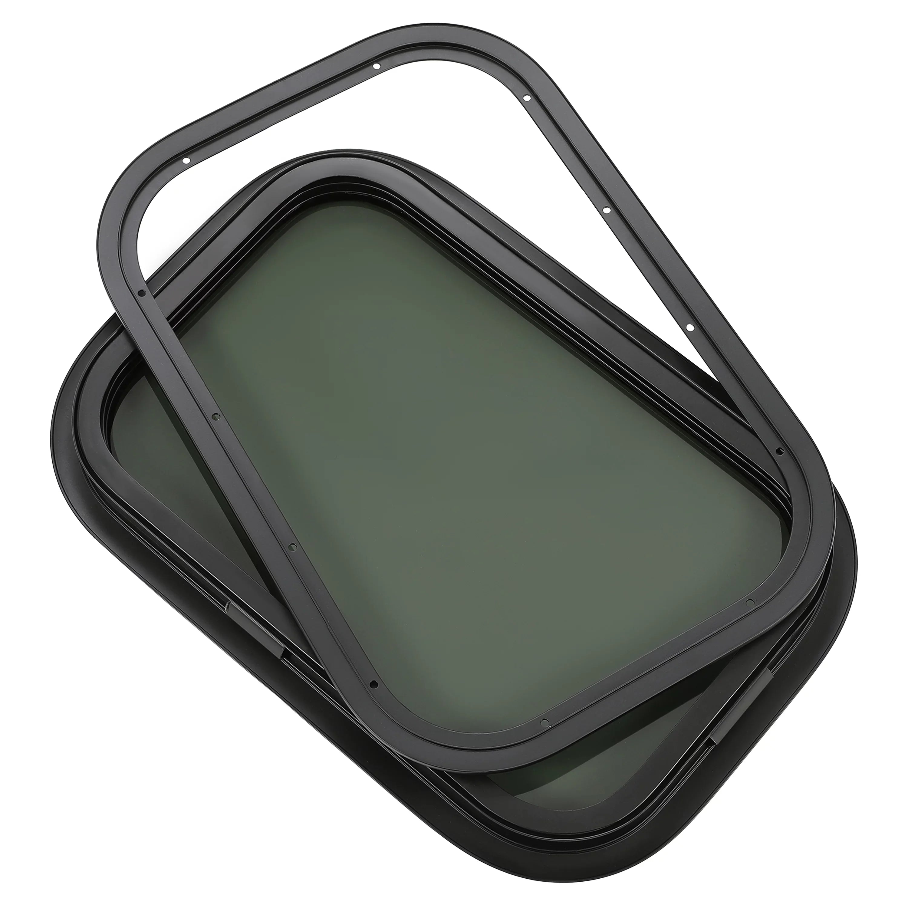 Kojem  Window Black Universal for Camper Vertical Trailer Rip-Up Cargo Powder Coated Glass Steel