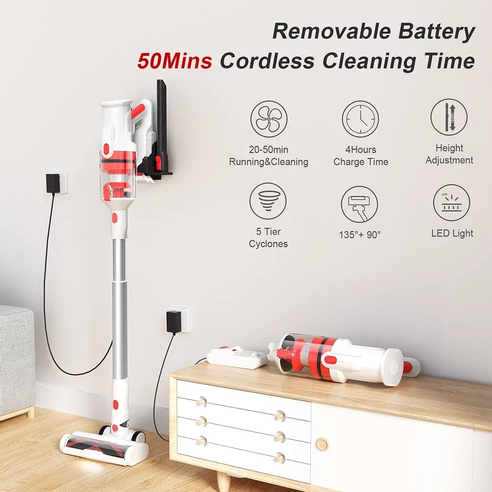 Wnkim Cordless Vacuum Cleaner, 28kPa Power Suction Lightweight Stick Vacuum with Smart  Display, Up to 50 Runtime, 8 in 1 Handheld Vacuum for Pet Hair Hard Floor Carpet Home,