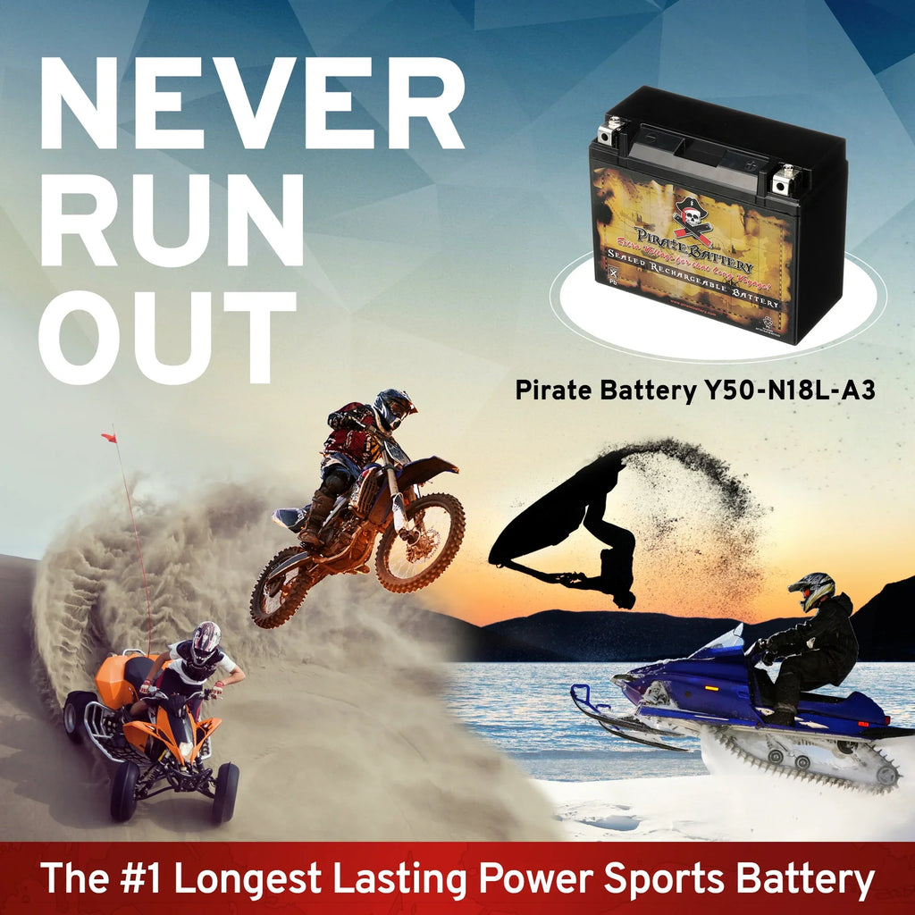 Pirate Battery -- (50-- 12 Volt,20 Ah, 260 ) Motorcycle Battery for Yamaha 1300cc Xvz13 Venture/royale 1987
