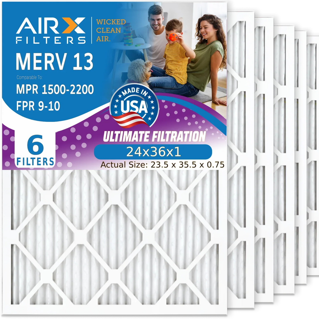 24x36x1 Air Filter  13 Comparable to  1500 - 2200 &  9 Electrostatic Pleated Air Conditioner Filter 6 Pack   Premium  Made 24x36x1 Furnace Filters by     .