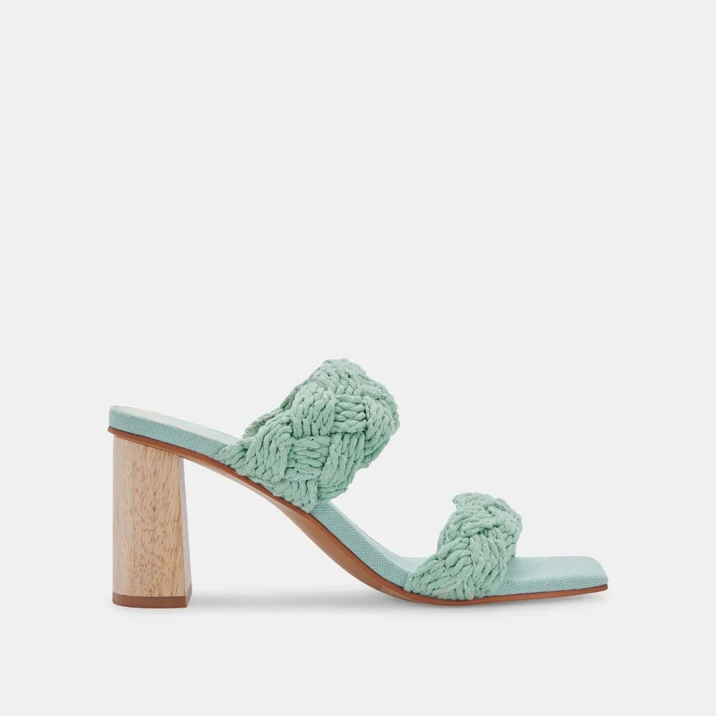 Dolce Vita Play Mint Rope Slip On Squared Open Toe Block Heeled Dress Sandals (Mint Rope, 11)