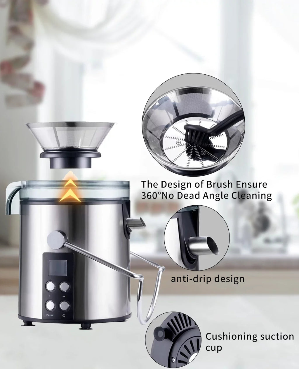 Centrifugal Juicer Machines for Vegetable Fruit - with 3" Feed Chute Anti-drip Tainless-steel Filter