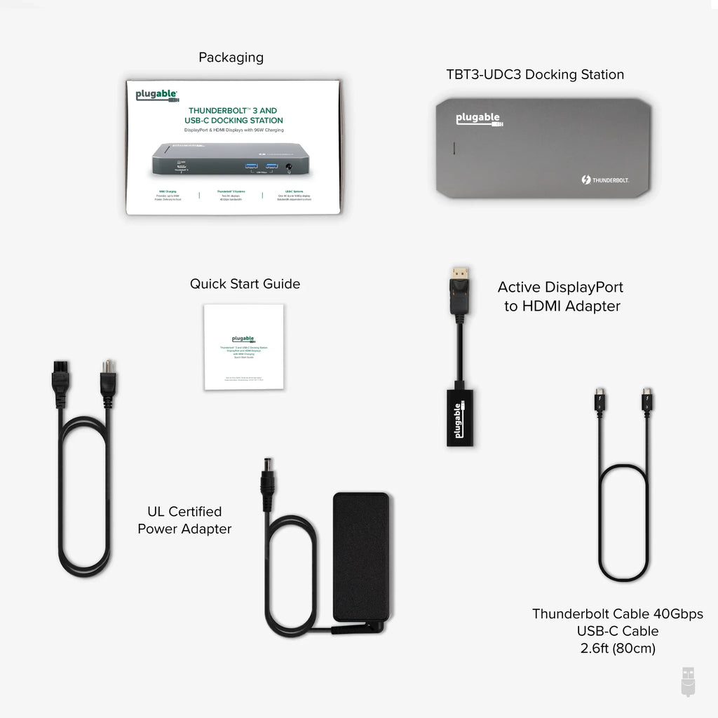 Plugable - and Thunderbolt Dock - 40Gbps with 96W Charging, Compatible with Mac and Windows Laptops, DisplayPort and , 2x -, 3x  3.0, Gigabit Ethernet, Audio Jack