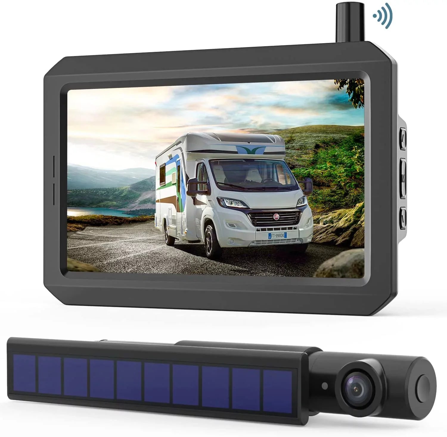 SunGo2 Solar Wireless Backup Camera for Truck, True Reverse Camera Wireless for  Installation, 5"  Monitor Supports 2 Back Up Camera Systems for Car/Trailer/Pickup/Mini