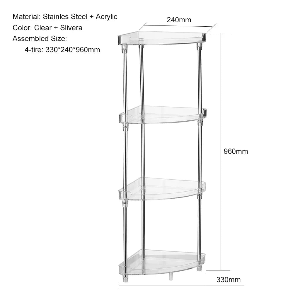 Walmeck 4-Tier Corner Storage Organizing Caddy Stand for Bathroom Vanity Countertops Free Standing  2 Shelves Clear