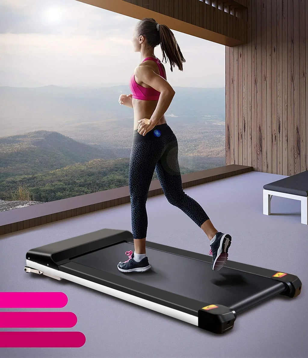 Portable Treadmill Under Desk Walking Pad Flat Slim Treadmill with  Display & Sport , Running Machine for Apartment and Small Space without Assembling Black