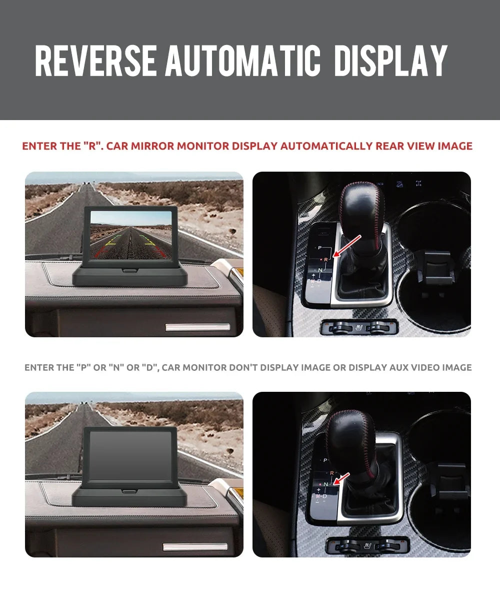4.3in  Monitor Car Backup Reverse Camera Rear View Parking License Plate System