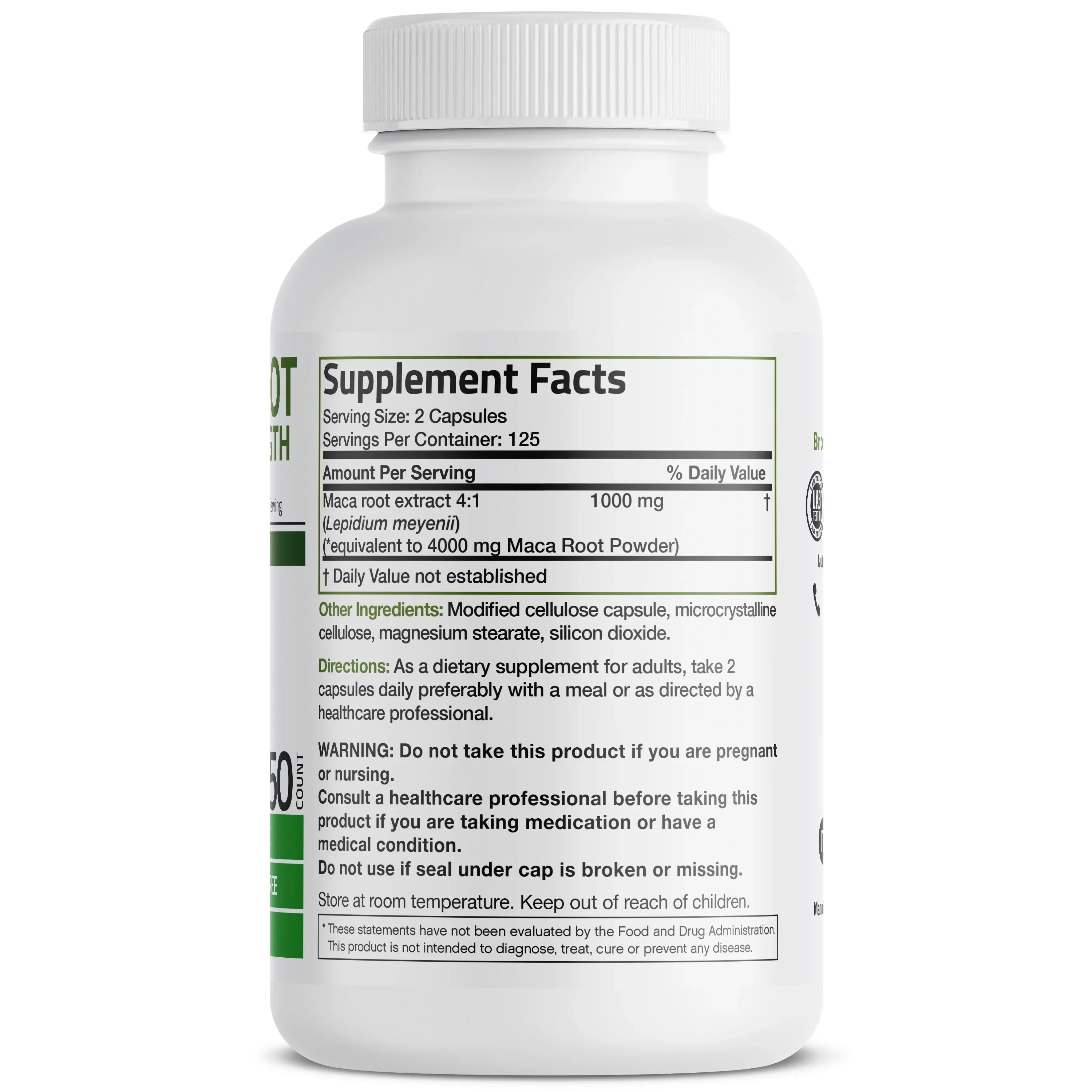 Bronson Maca Root Extra Strength 4000  per Serving, Lepidium Meyenii - Non-, 250 Vegetarian Capsules