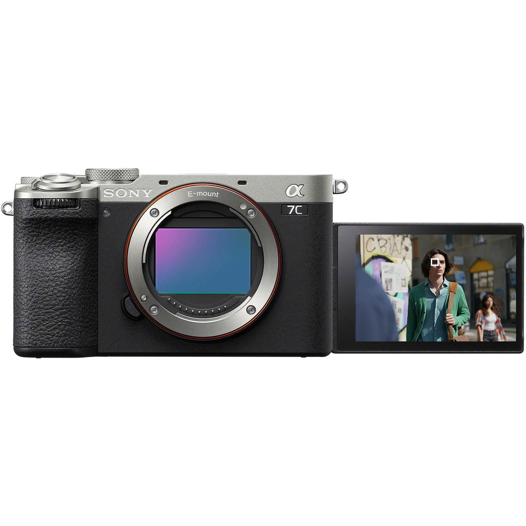 Sony a7C  Full Frame Mirrorless Interchangeable Lens Camera Body Silver -7CM2/ Bundle with Deco Gear Photography Bag Case + Extra Battery + Dual Charger + Tripod + Software Kit & Accessories