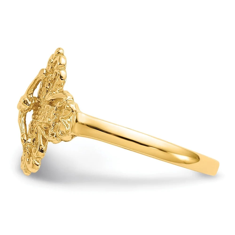 Auriga Fine Jewelry 10K Yellow Gold Diamond-cut Crucifix Cross Ring for Women Size 6