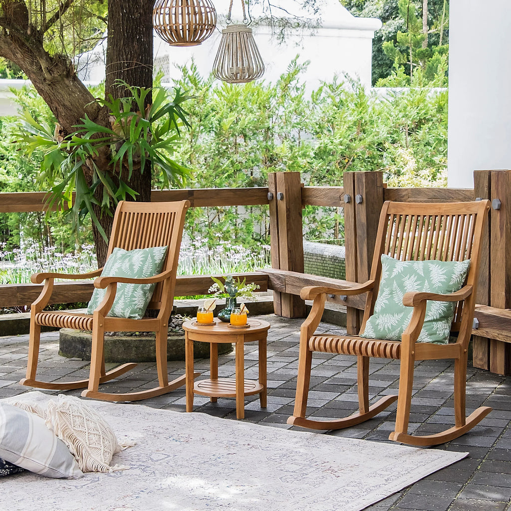 Cambridge Casual  Chara 3-piece Teak Outdoor Rocking Chair Chat Set