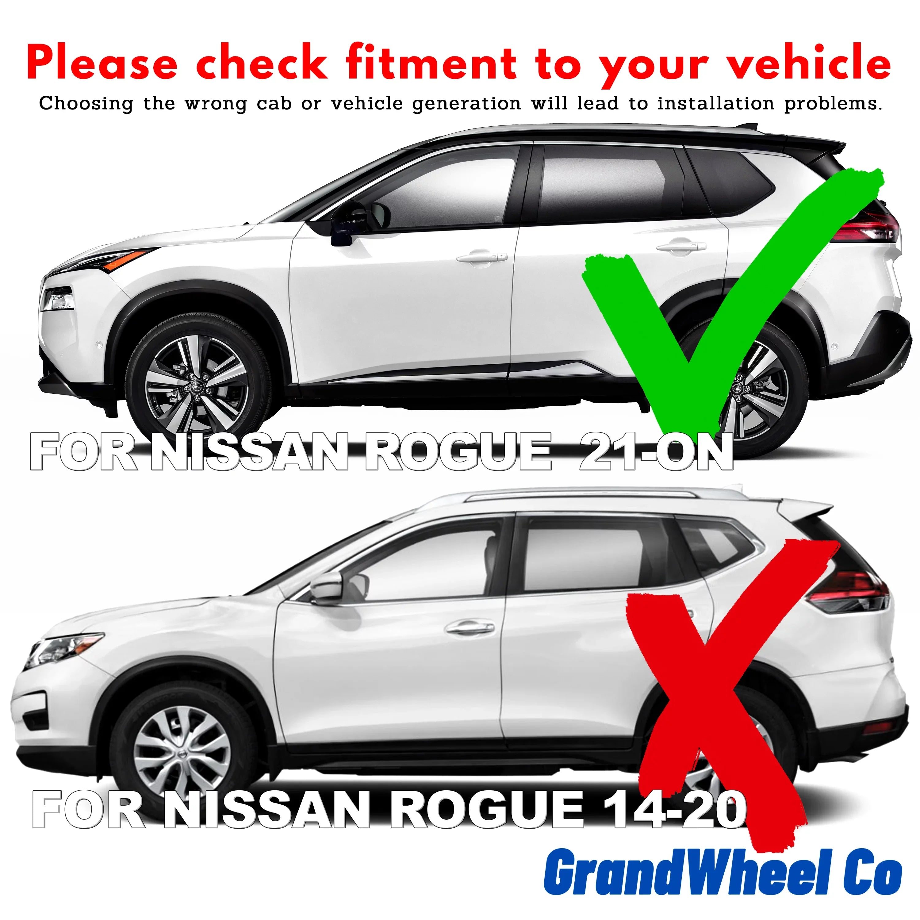 GrandWheel Co Smoke Tinted Tape-On Side Window Vent Visor Deflectors Rain Guards Compatible with Nissan Rogue 2021-2024 - 6pcs.