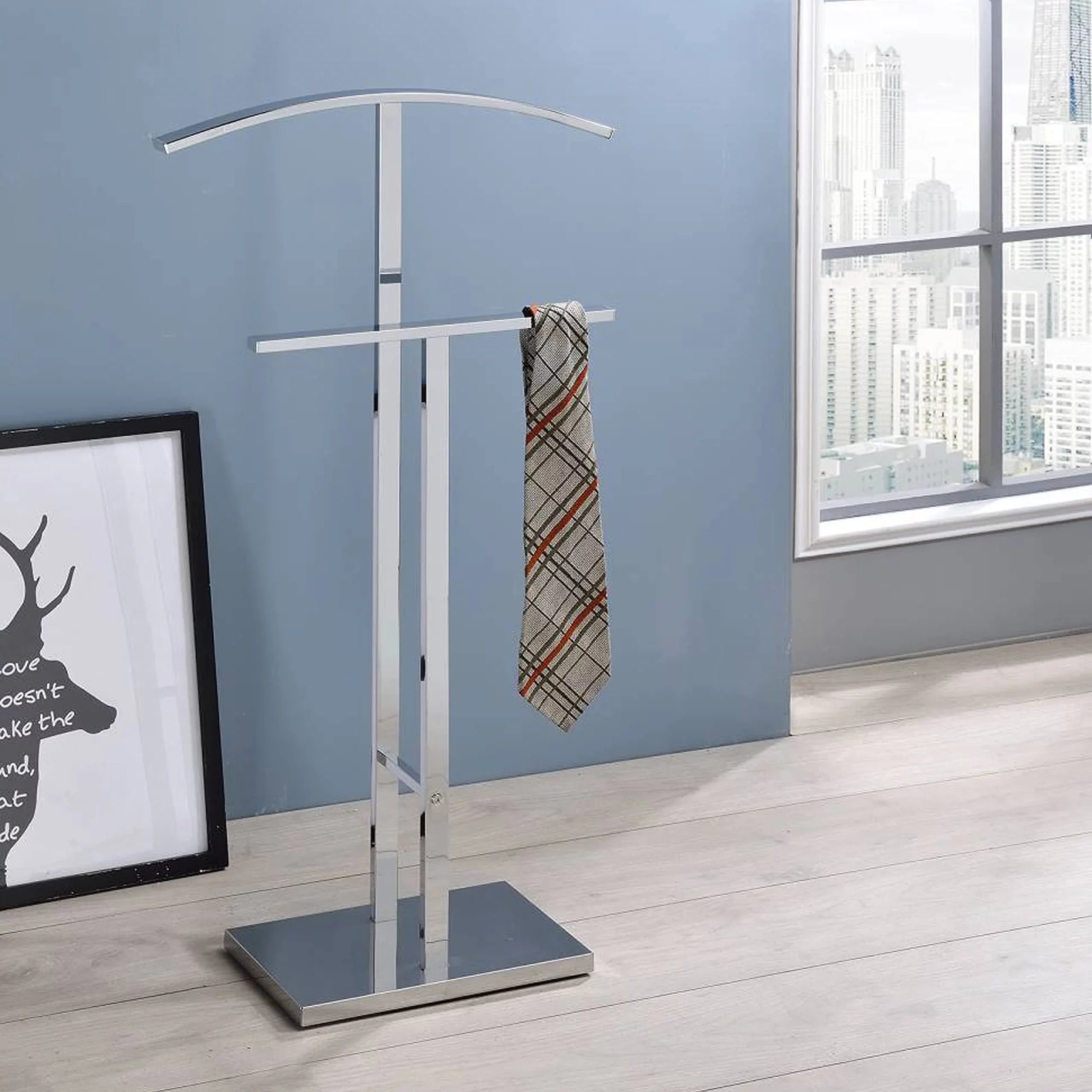 Kings Brand Furniture Chrome Metal Suit Rack Valet Stand