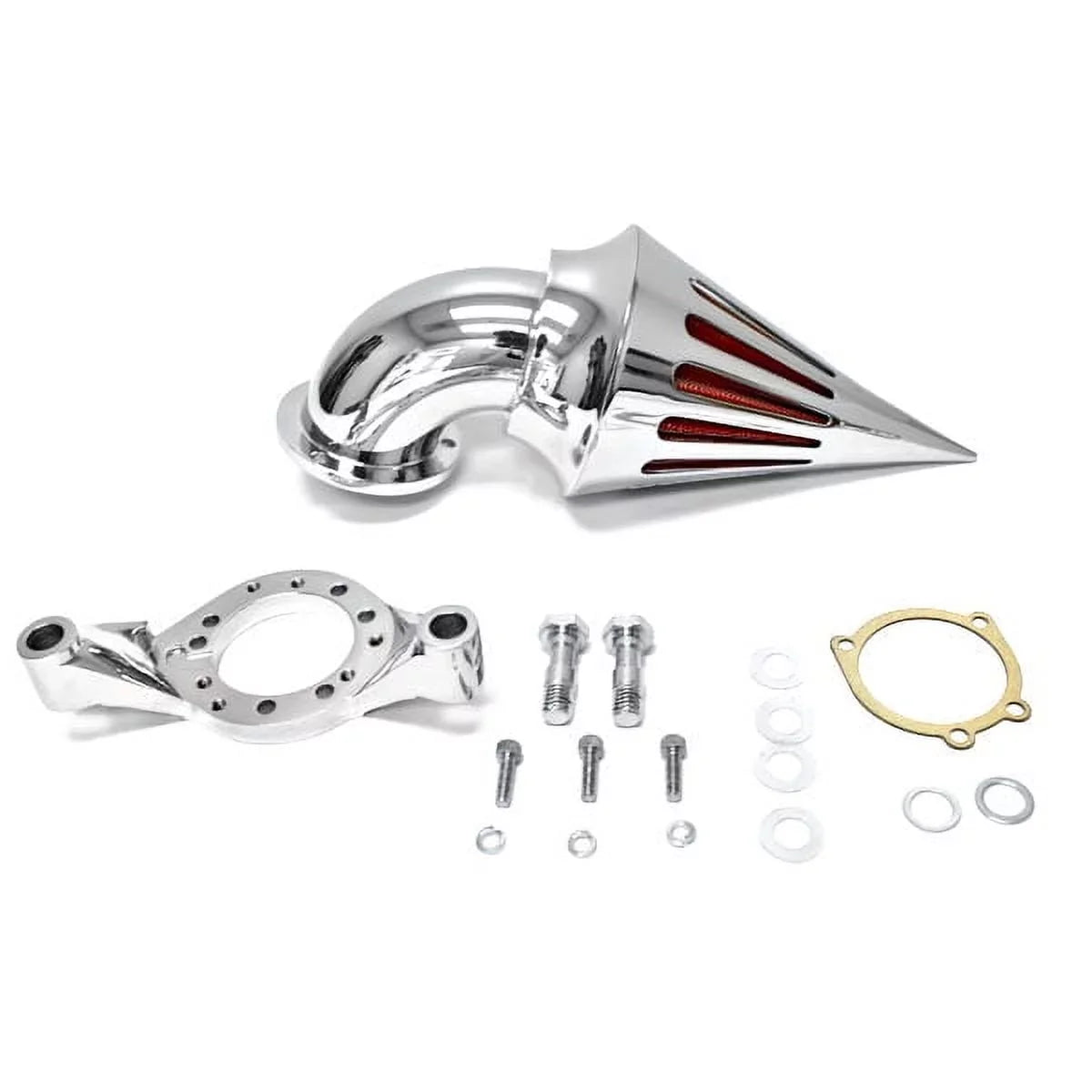 Krator Motorcycle Chrome Spike Air Cleaner Intake Filter Compatible with Harley-Davidson Touring Custom Applications
