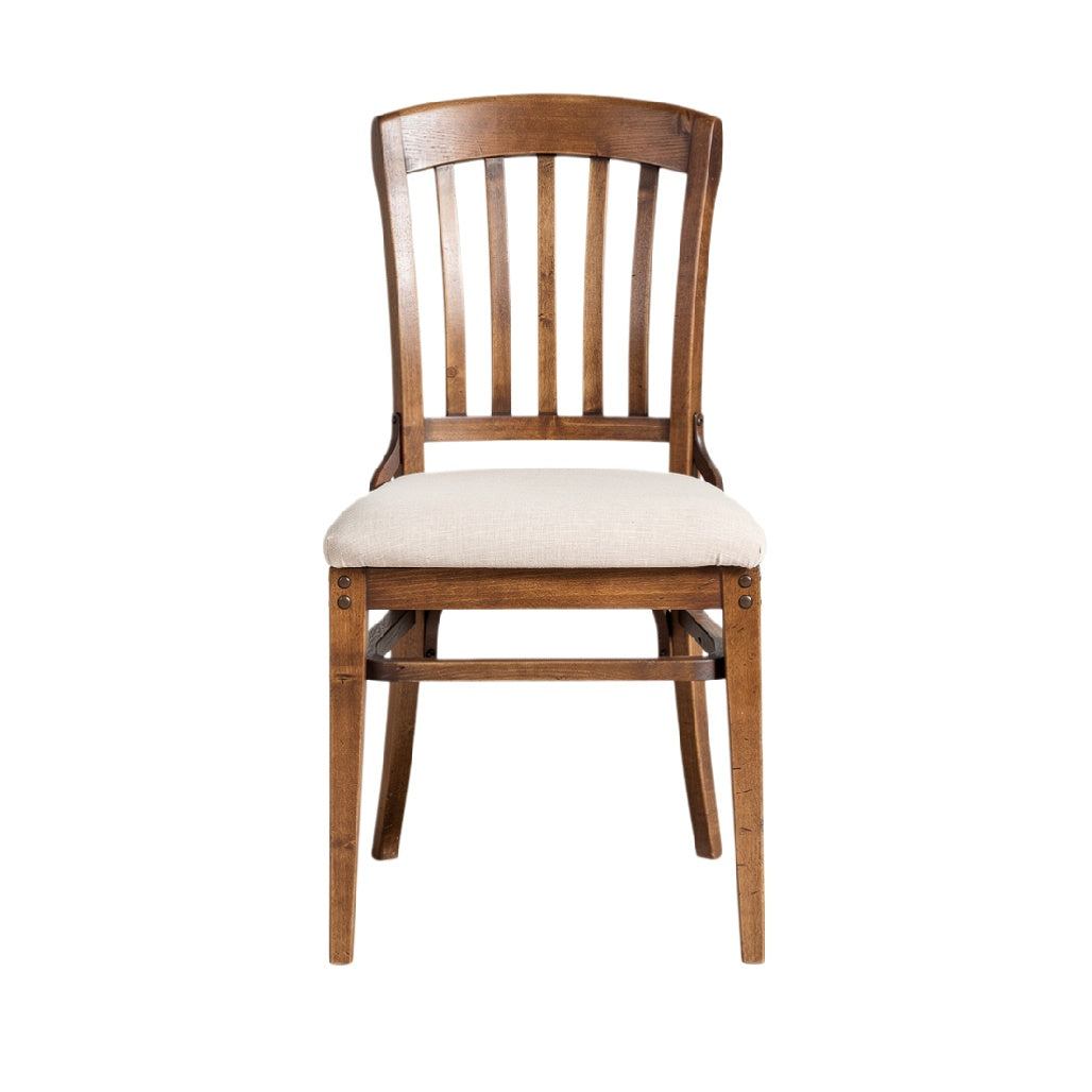 Elegant Wooden Dining Chair with Cream Upholstered Seat