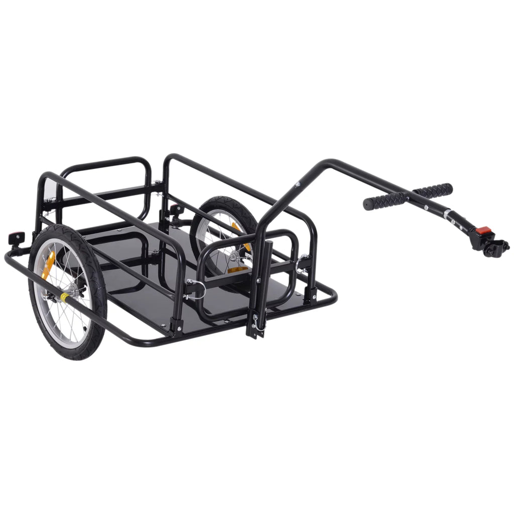 Aosom Folding Bike Cargo Trailer Cart with Seat Post Hitch- Black up to 88 Lbs.