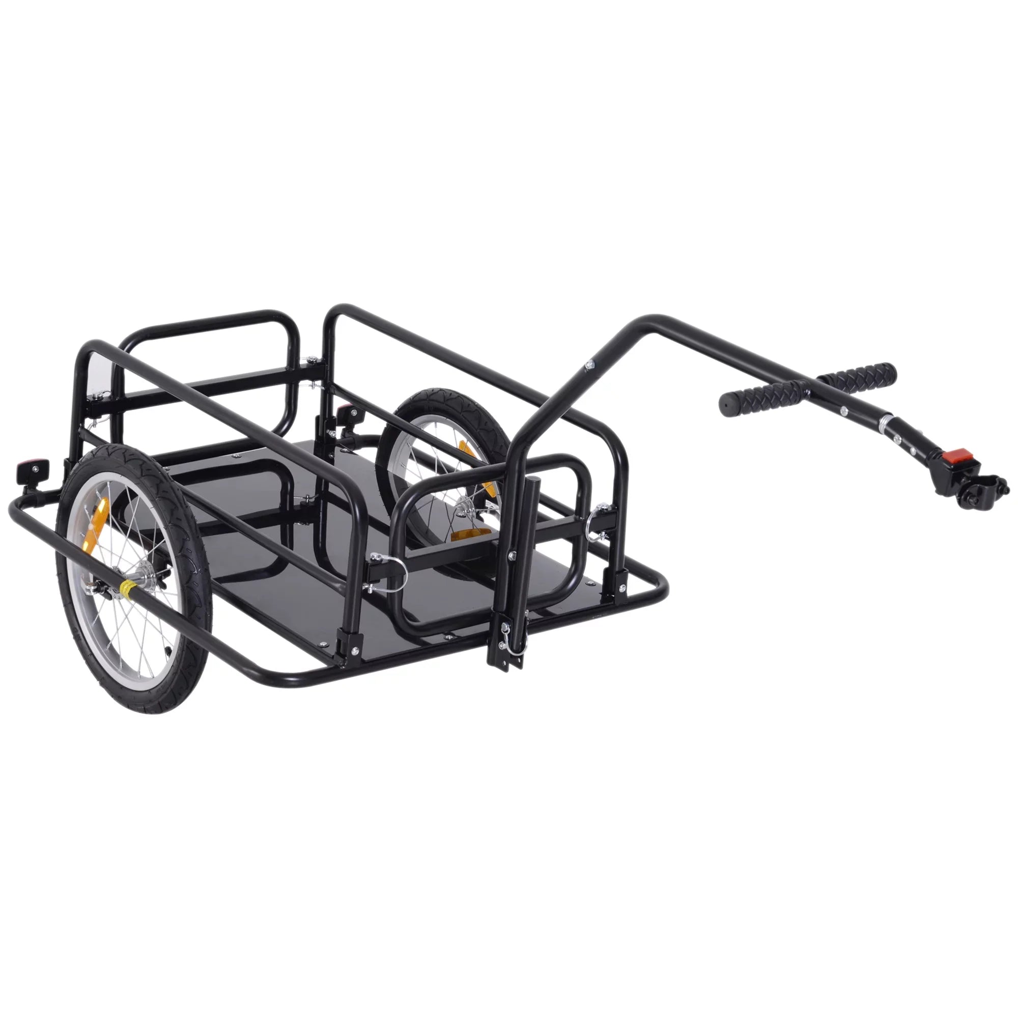 Aosom Folding Bike Cargo Trailer Cart with Seat Post Hitch- Black up to 88 Lbs.