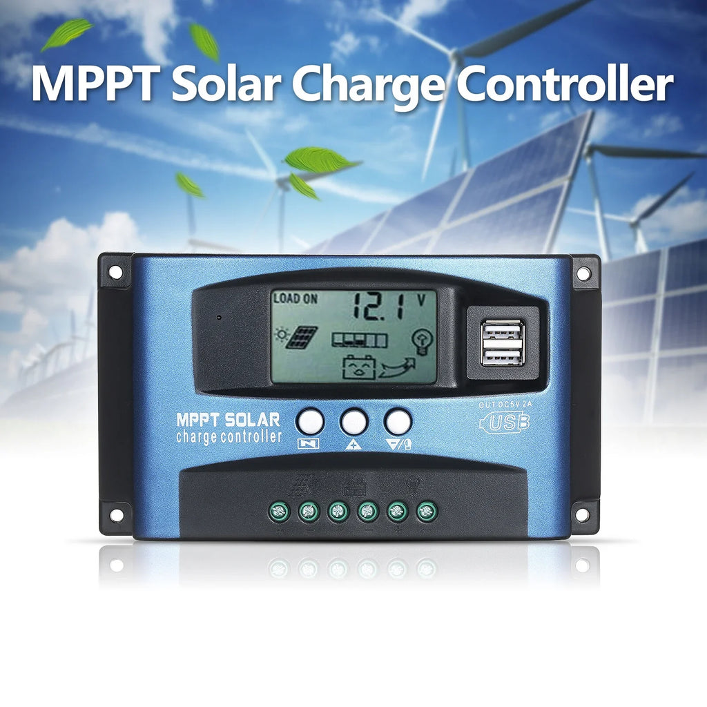 Solar Charge Controller Dual  Solar Controller Smart  Screen  Tracking 5V/2A Dual  Output 12V/24V Automatic Identification
