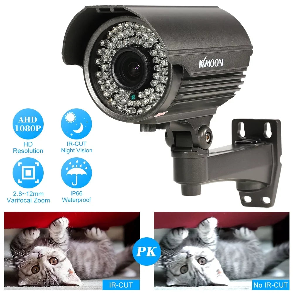 1080P   Analog Camera with 2.8~12mm Manual Zoom Varifocal Lens - 1/3” Sony  2.0MP, - 72  LEDs, Night Vision, Weatherproof, Indoor Use,  System