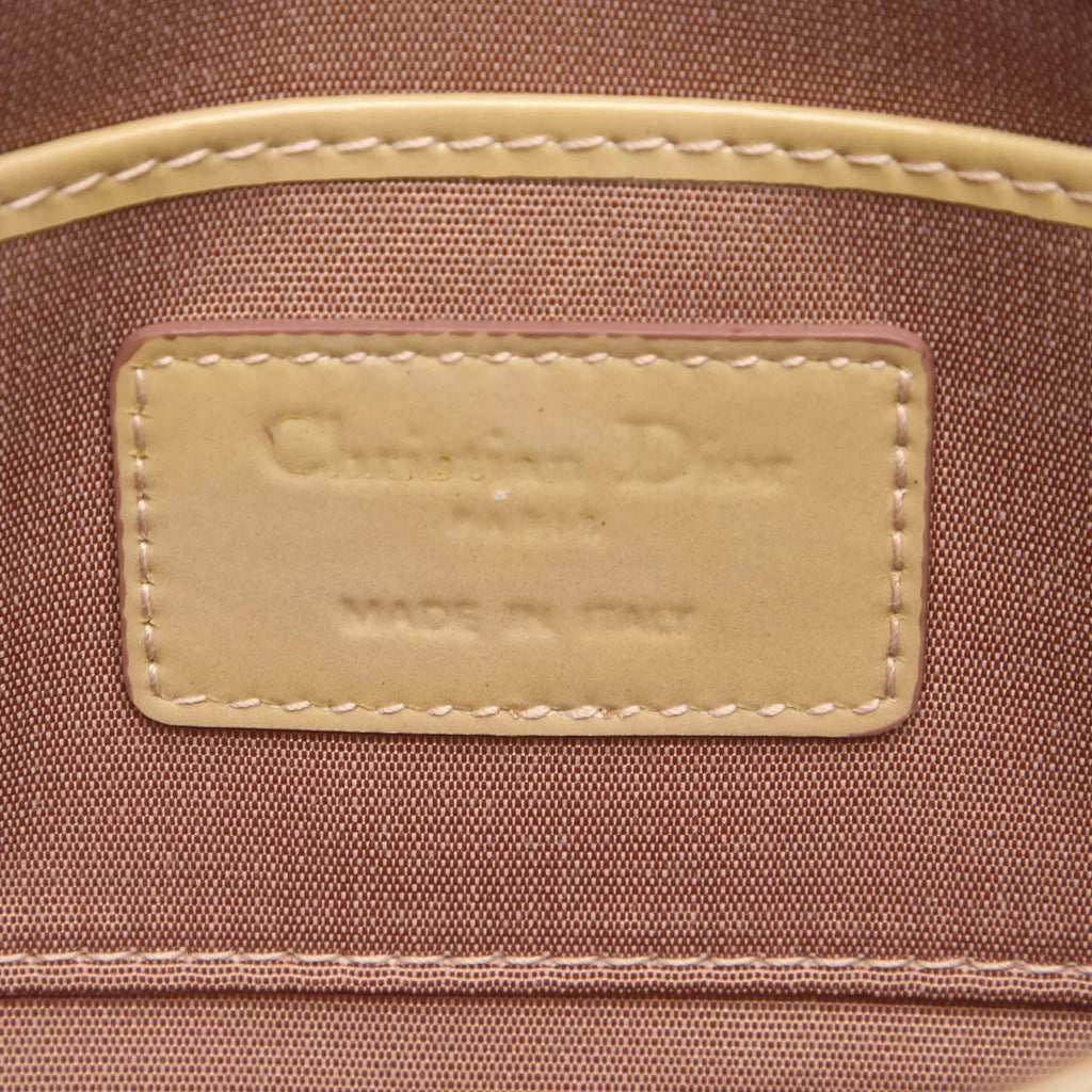Pre-Owned Authenticated Dior Cannage Wallet on Chain Patent Leather Brown Crossbody Bag Women (Good)