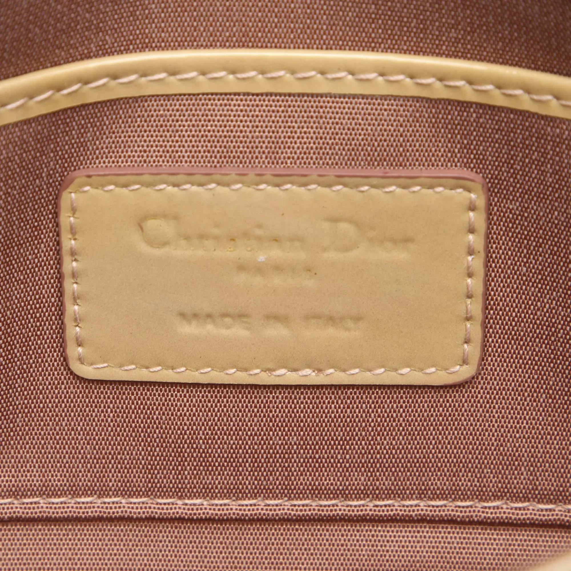 Pre-Owned Authenticated Dior Cannage Wallet on Chain Patent Leather Brown Crossbody Bag Women (Good)