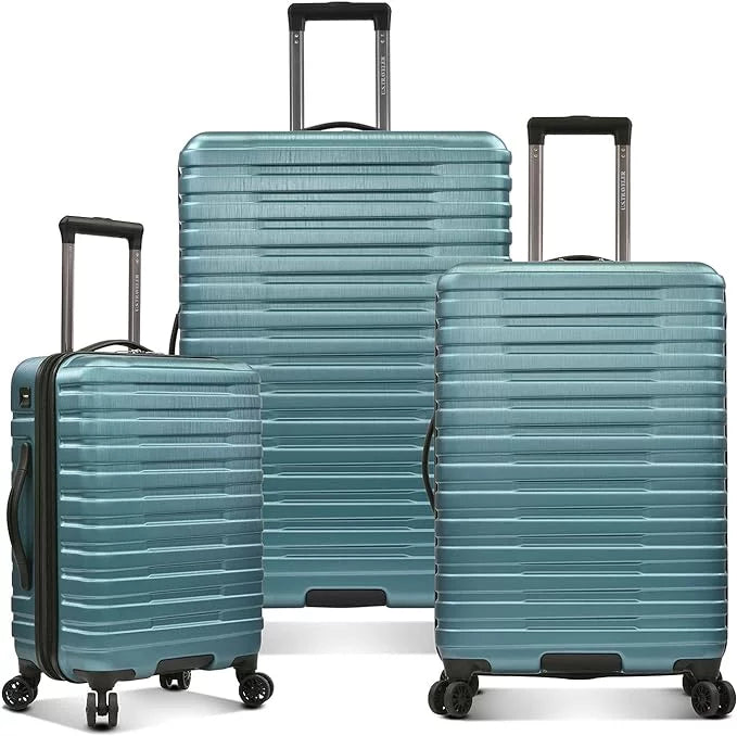 .. Traveler Boren Polycarbonate Hardside Rugged Travel Suitcase Luggage with 8 Spinner Wheels, Aluminum Handle, Teal, 3-Piece Set,  Port in Carry-On