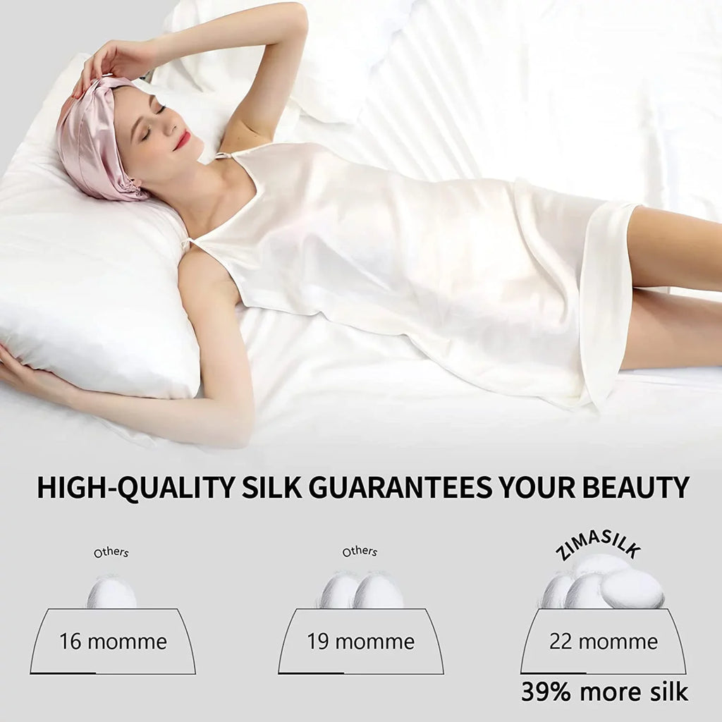 22 100% Mulberry Silk Sleeping Caps for Women Hair Care, Natural Silk Night Cap with Elastic Stay on Head (1Pc, )