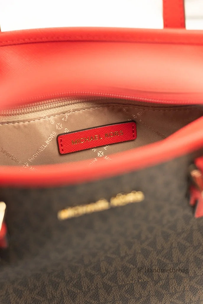 Michael Kors Jet Set Travel Extra-Small Logo Top-Zip Tote Bag (Dark Sangria)