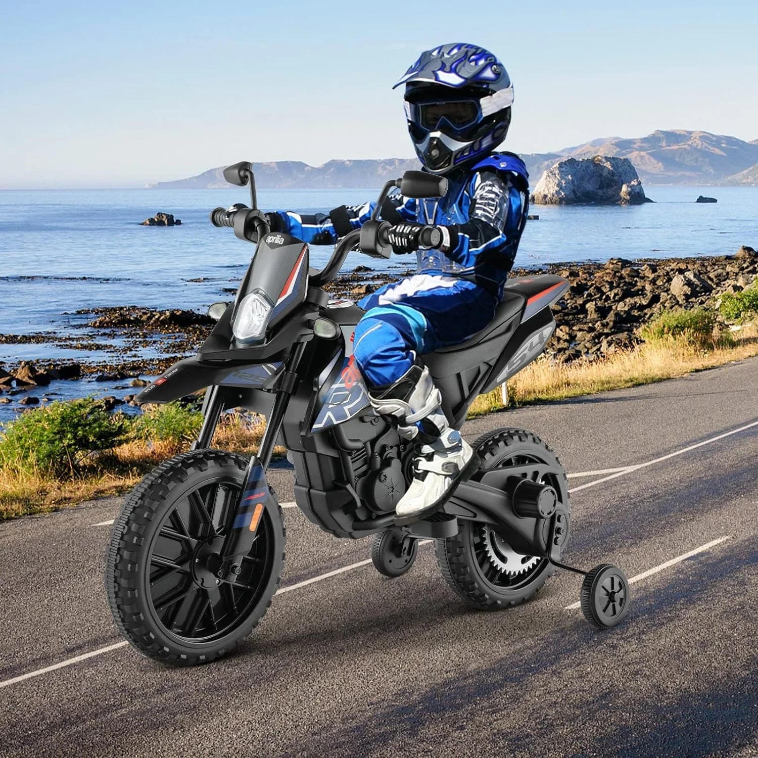 Foxhouse1 12V Electric Kids Ride-on Motorcycle with Battery Power,  Headlights - Blue Color