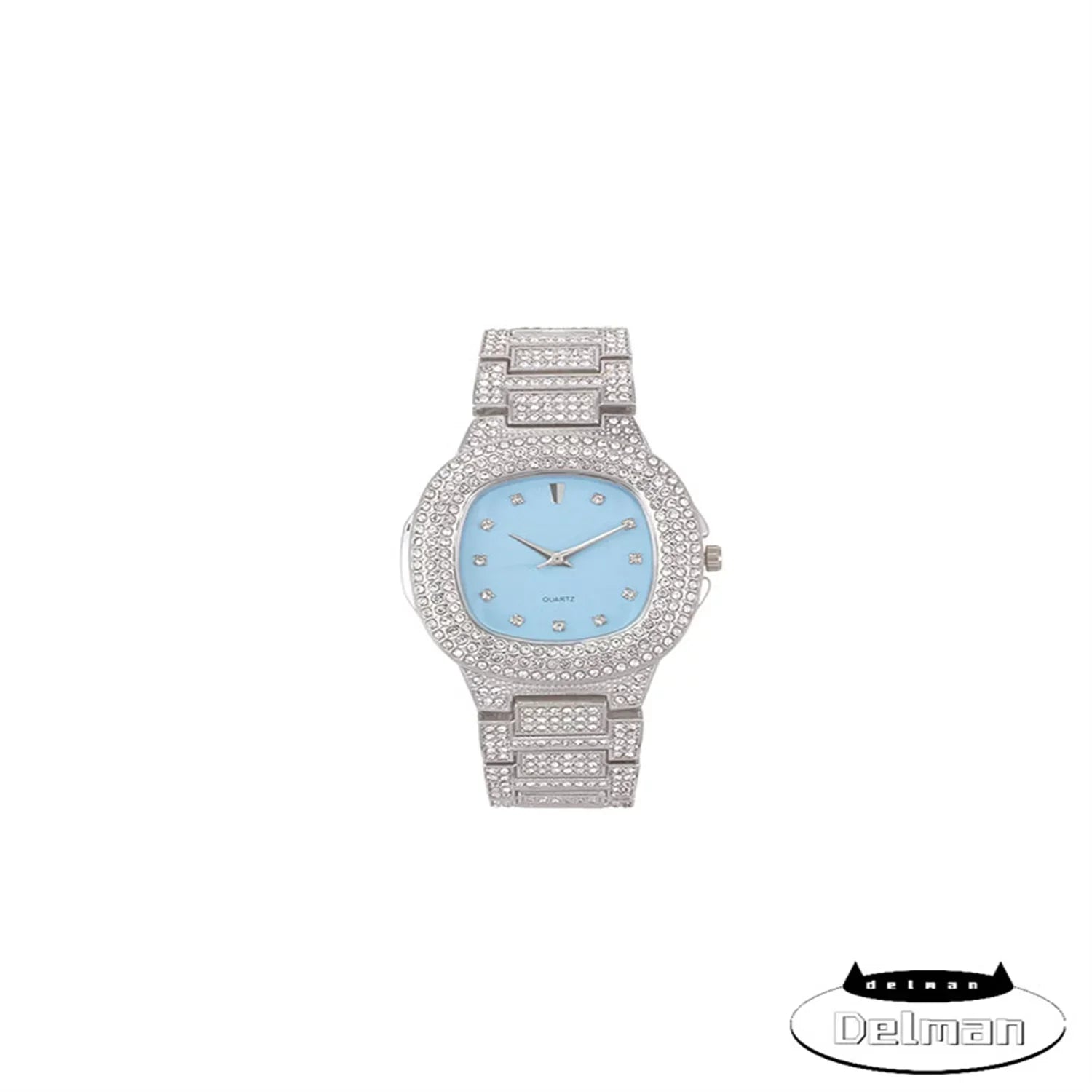 Bling Bling Hip Hop Iced Out Watches Nauti Designer Look Full Shiny Diamond Watch Case, Dial and Bracelet 8967/