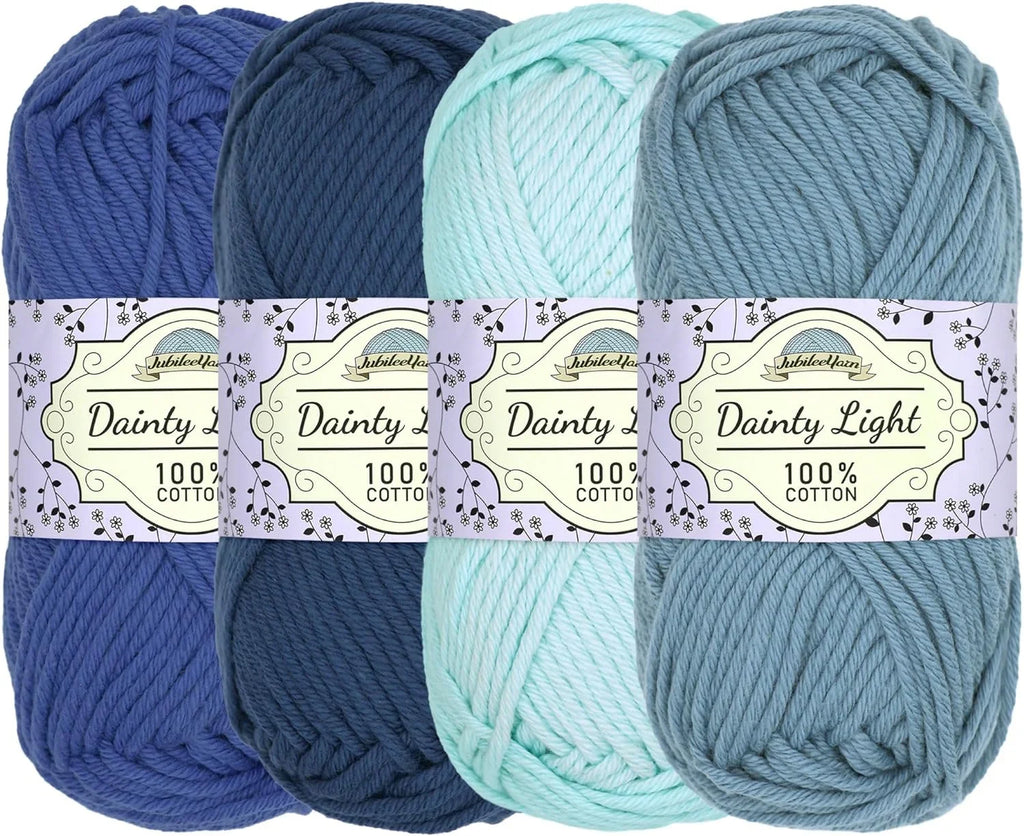 Jubileeyar Daity Light Yar - Worsted Weight Cotto - 100G/Skei - Shades Of Blue - 4 Skeis